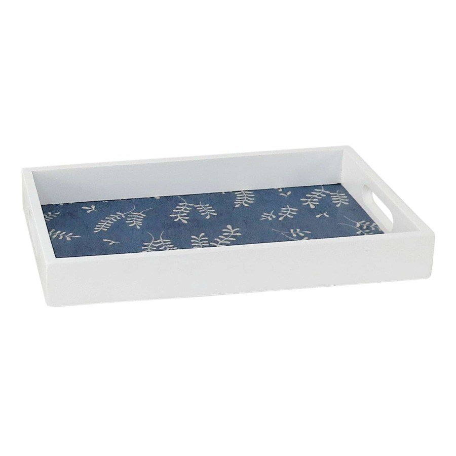 Home Accents * | Exclusive White & Blue Printed Tray, 15 9