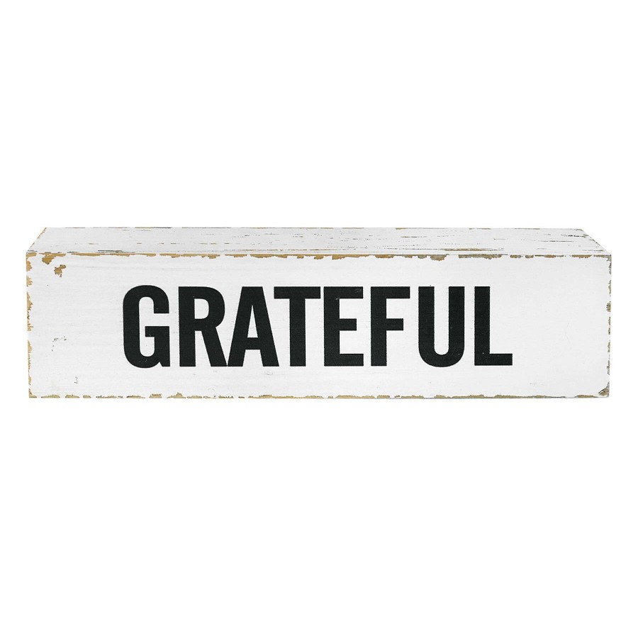 Home Accents * | Cheap Online Grateful Wooden Block Sign, 12 3