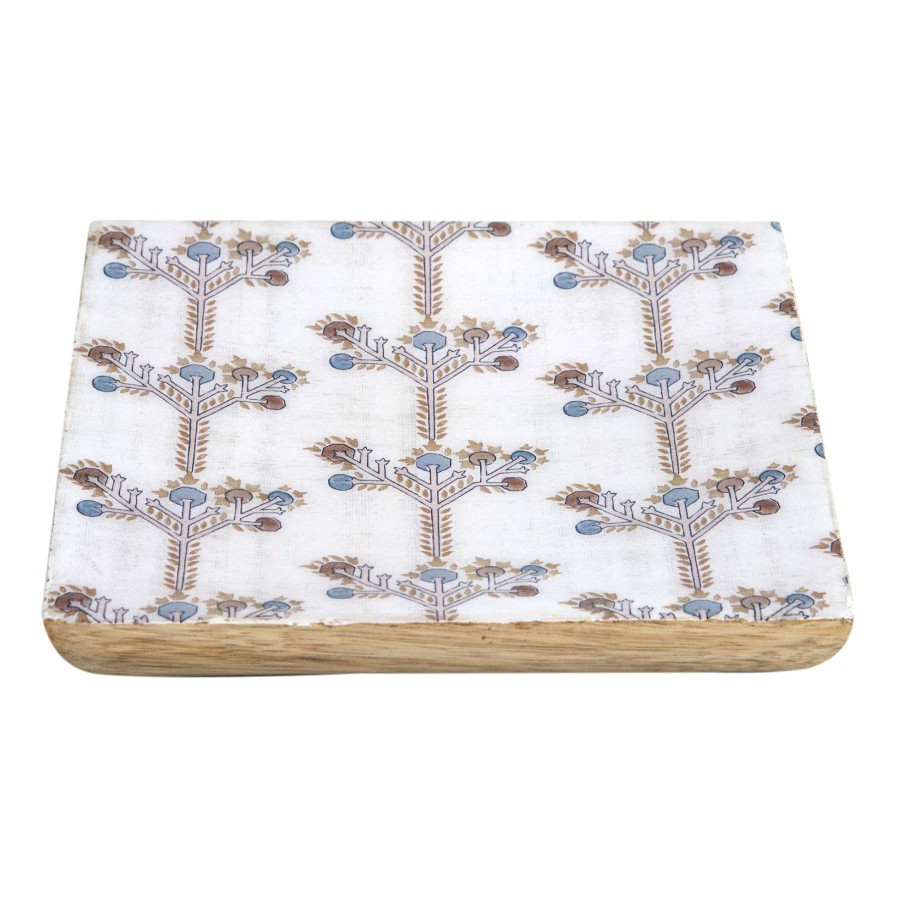 New Style * | Closeout Sale White Faux Wood Printed Trinket Tray, 5