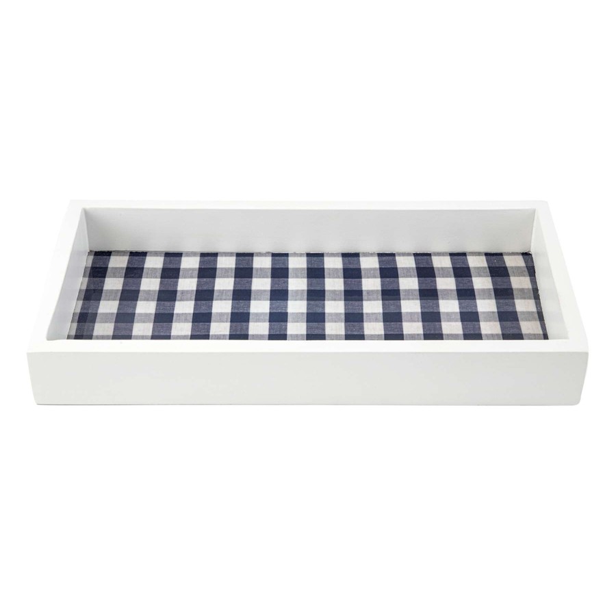 Home Accents * | Attractive Blue & White Check Patterned Tray, 12 16